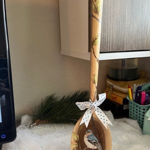 DECOUPAGED AND SEALED LARGE SPOON LADLE-BIRD